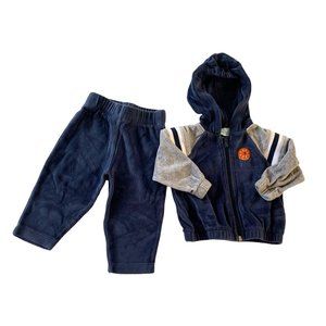 Simply Basic Baby Infant Boy Size 3 6 Months Full Zip Jacket Velour 2 pc set tra